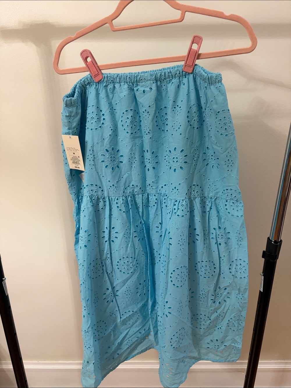 Light Blue Eyelet Midi Skirt -